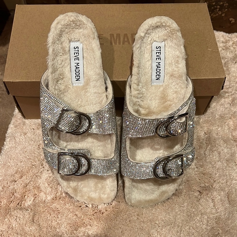 Steve Madden Rhinestone Lenna Slide On Sandals